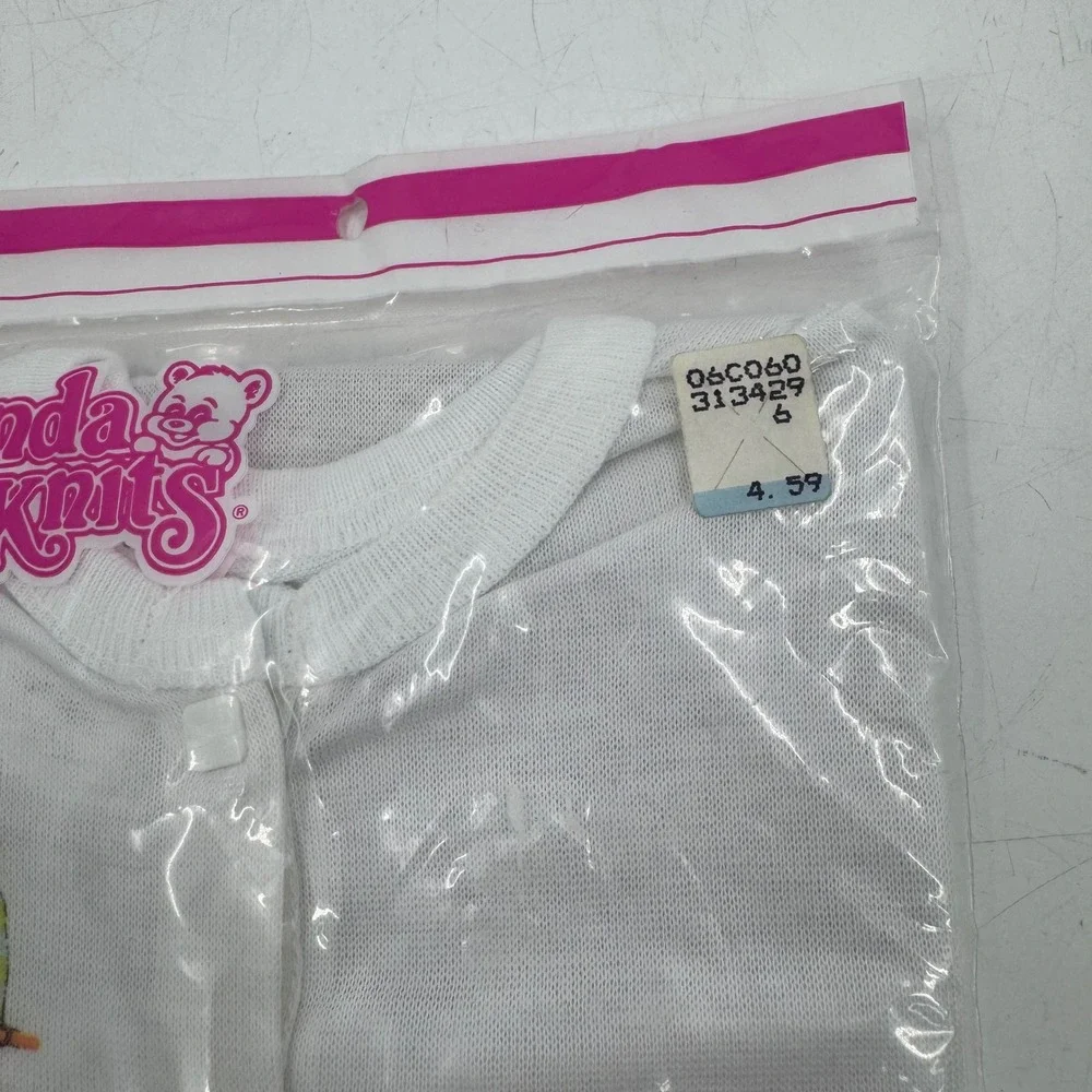 Vintage Panda Knits Infant Baby Gown White Flame Resistant 100% Polyester Size 0